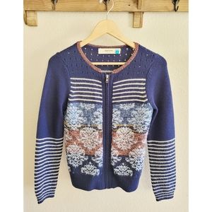 Anthro Sparrow Arras zip front cardigan